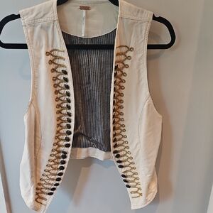 Stylish Cream Vest with Gold Accents